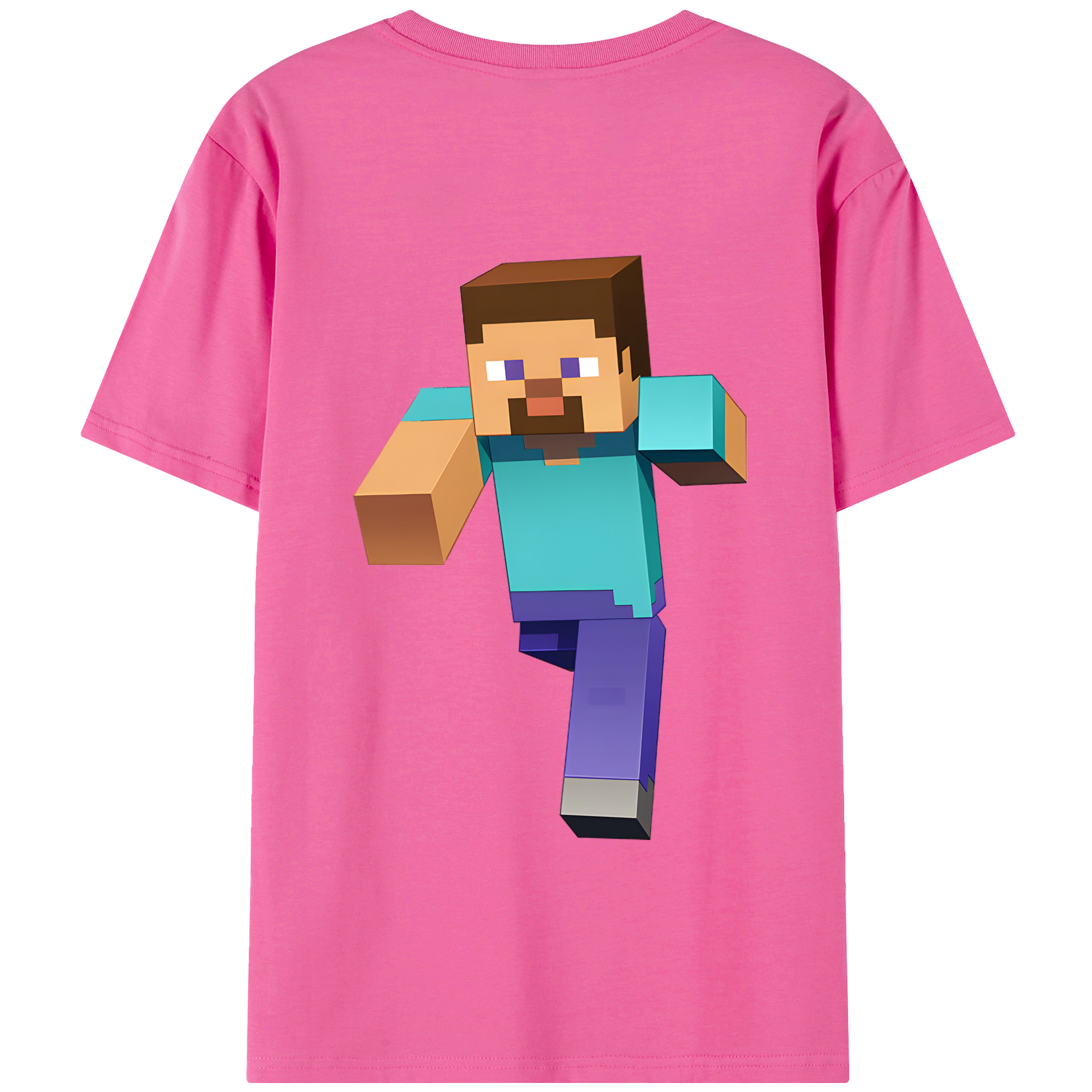 （画像用） マインクラフト ブロックの世界 Minecraft MC Block world レディース半袖Tシャツ(バックプリント)